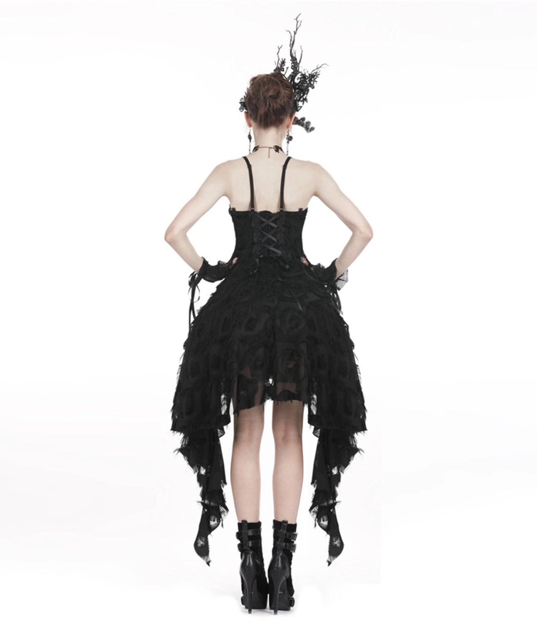 Western Fashion Black Lace Ruffle Dress