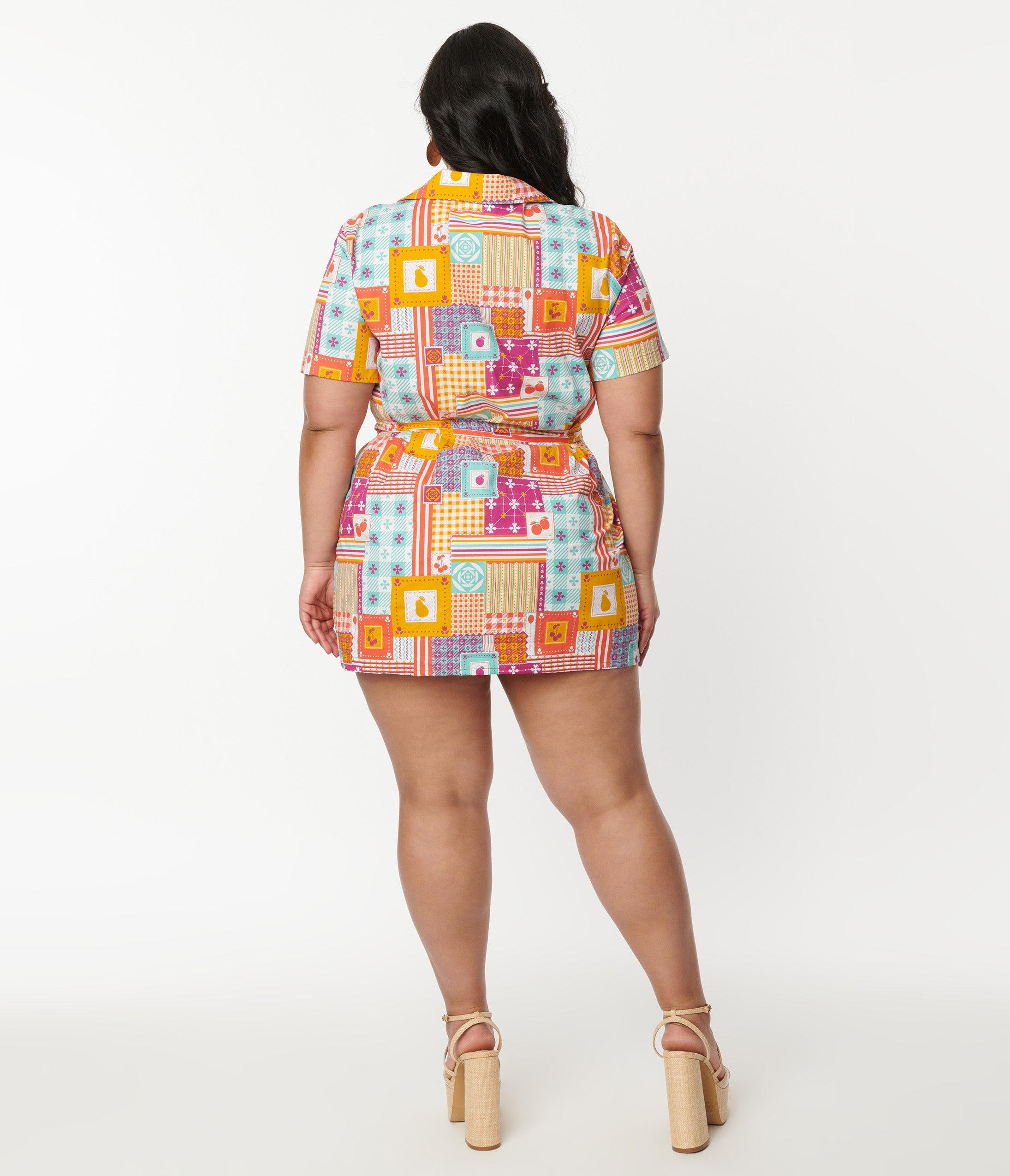 Multicolor Patchwork Print Mini Dress