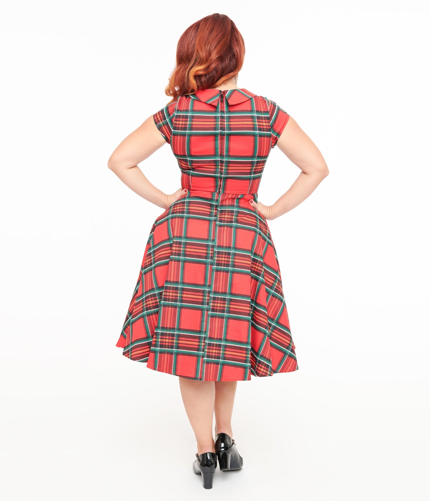 Orchid Bloom 1950s Red Plaid Swing Dress