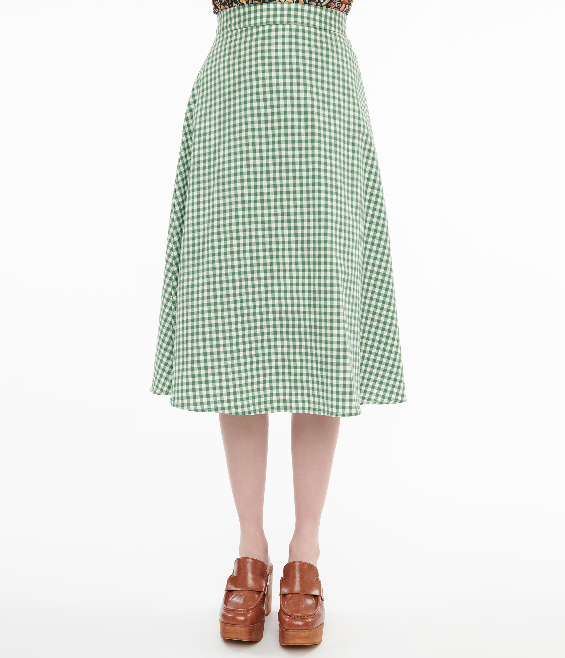 Collectif 1930s Green & White Gingham Hetty Swing Skirt