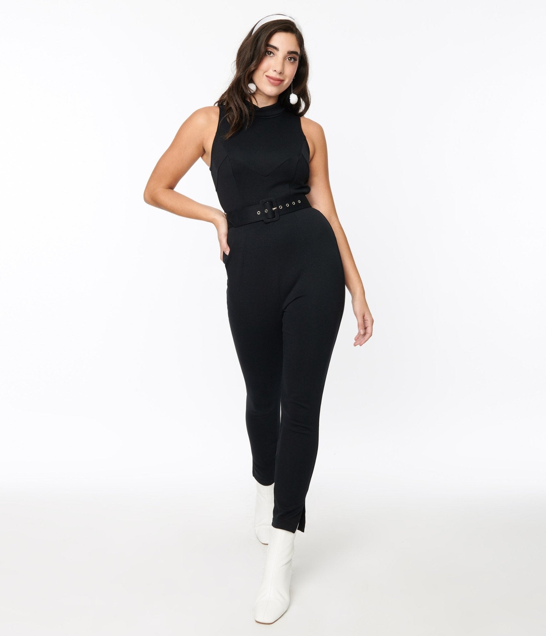 Black Knit Belted Celina Jumpsuit