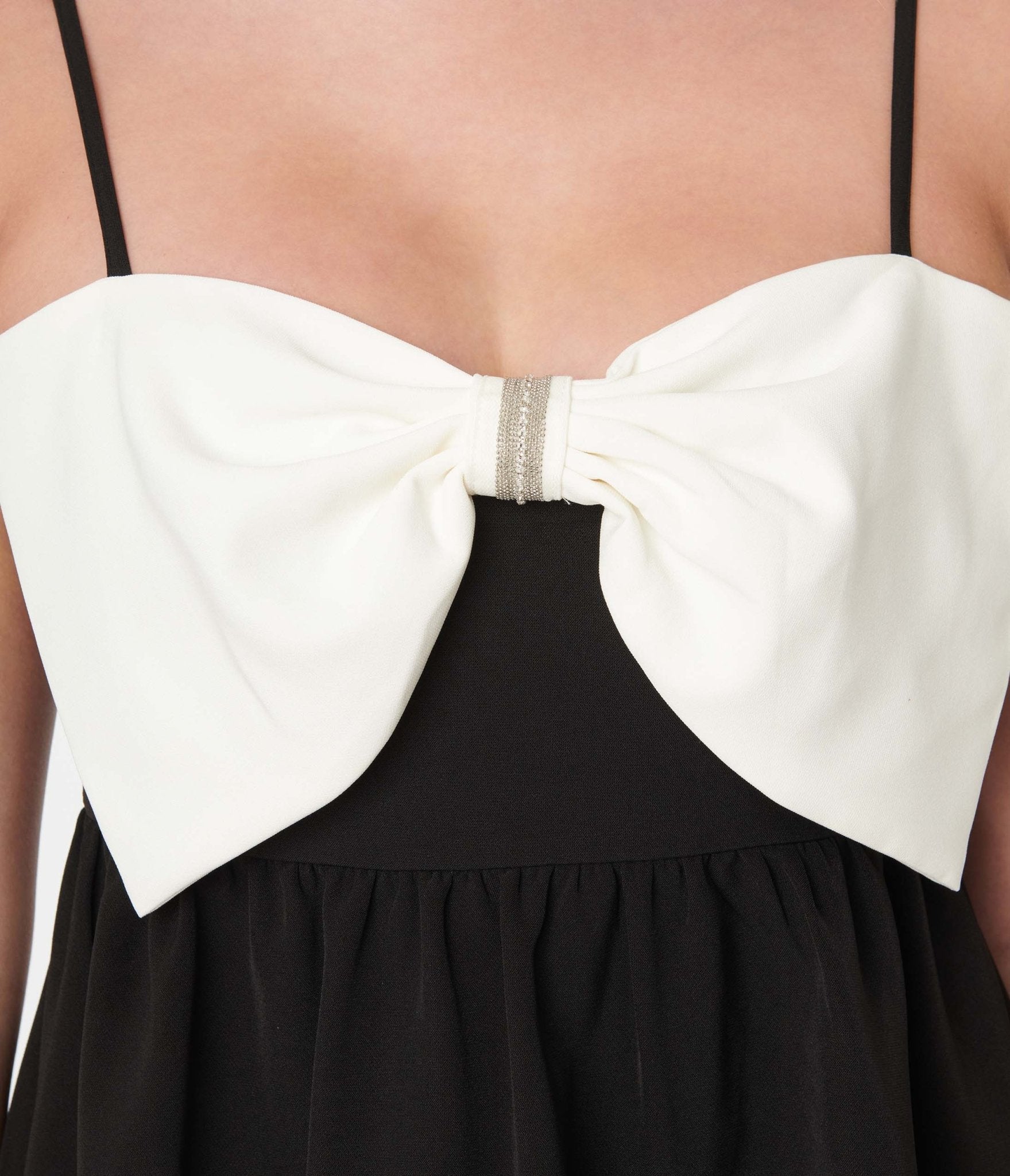 Black & White Big Bow Cabello Babydoll Dress