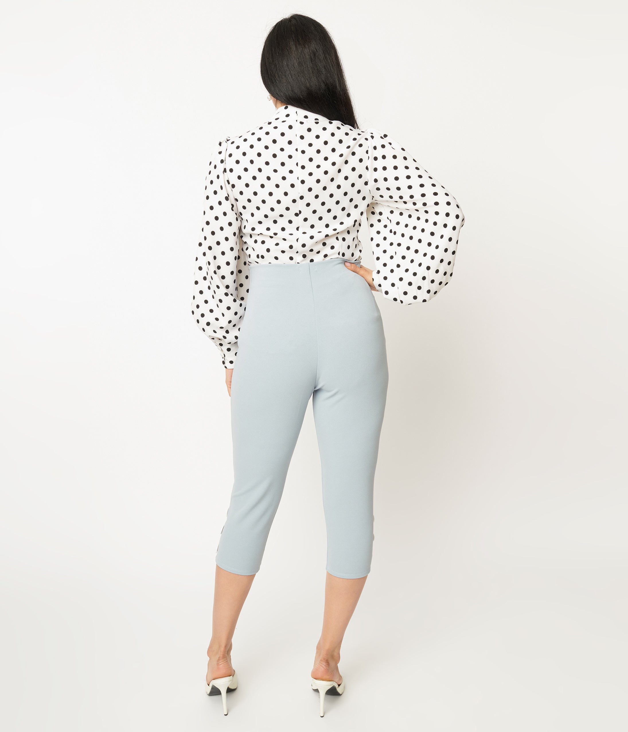 Light Blue High Waist Capri Pants