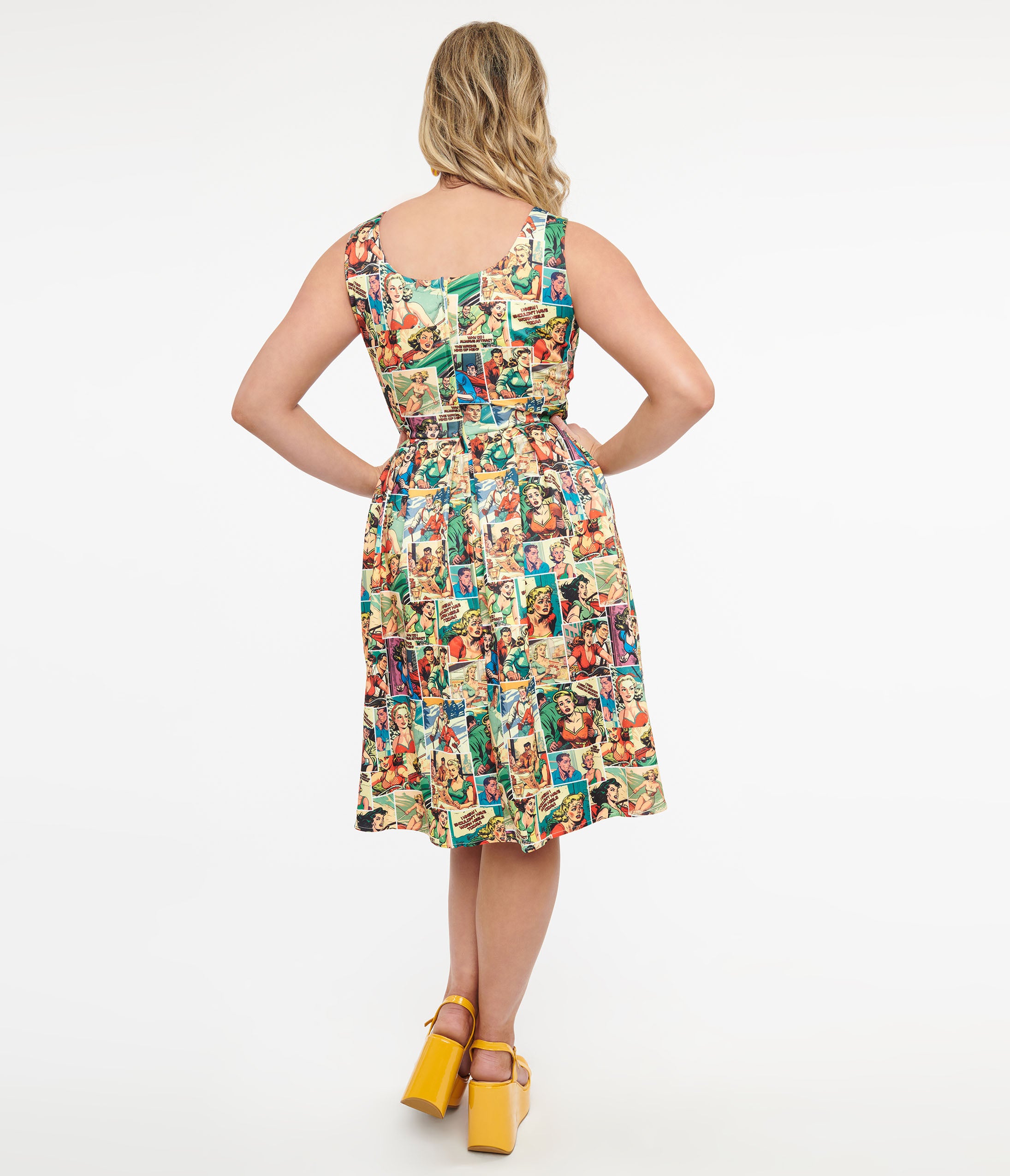 Dolly & Dotty 1950s Comic Book Print Amanda Swing Dress