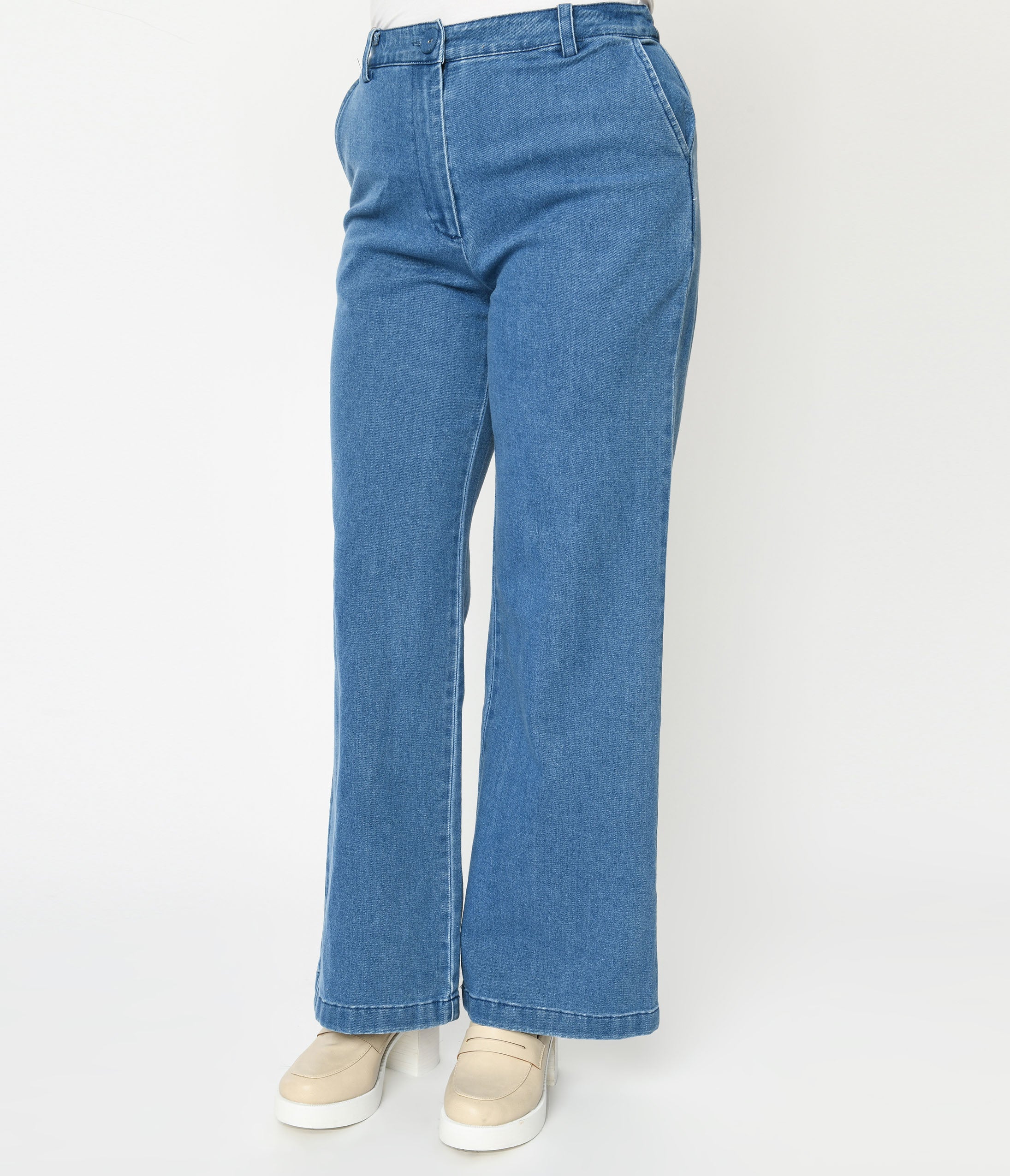 Denim Washed Straight Leg Jeans