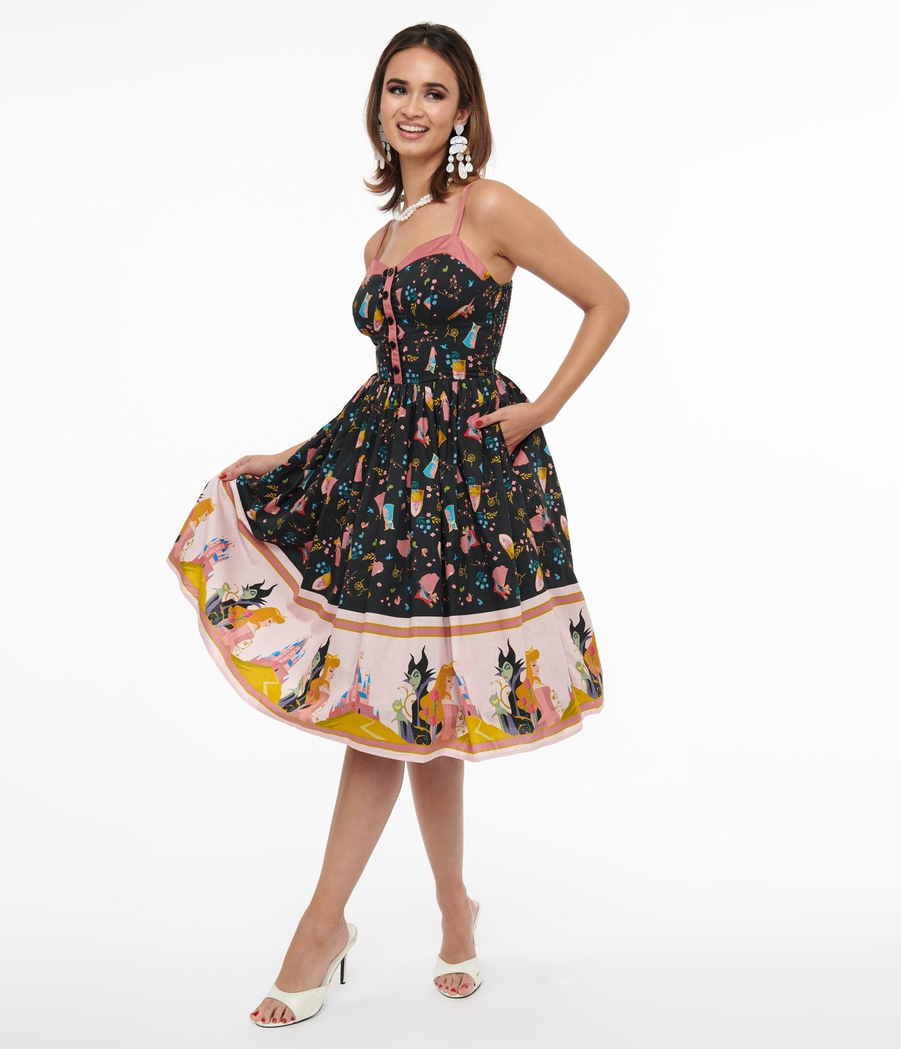 Disney Princess collection by Unique Vintage Sleeping Beauty Print Swing Dress