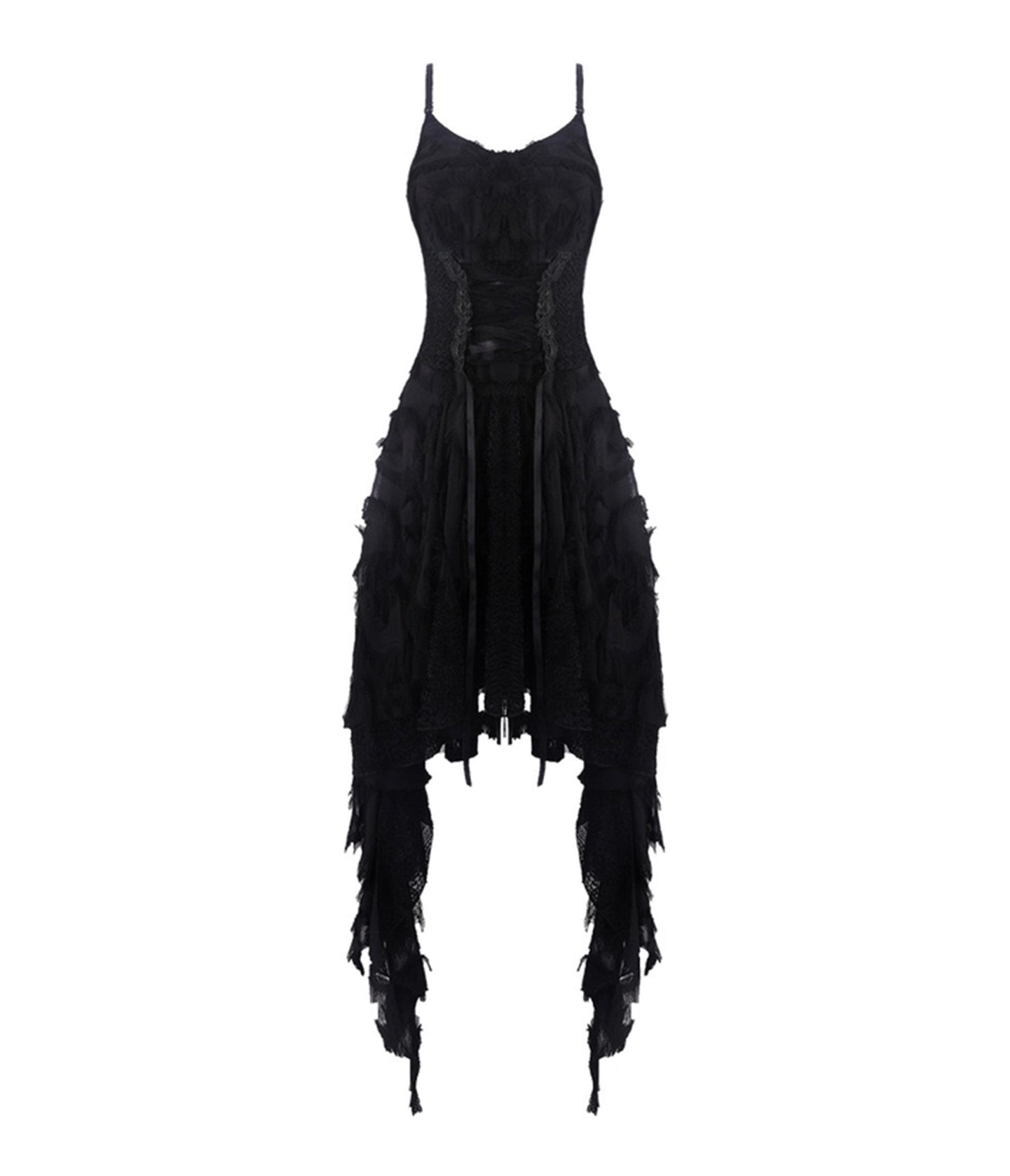 Western Fashion Black Lace Ruffle Dress