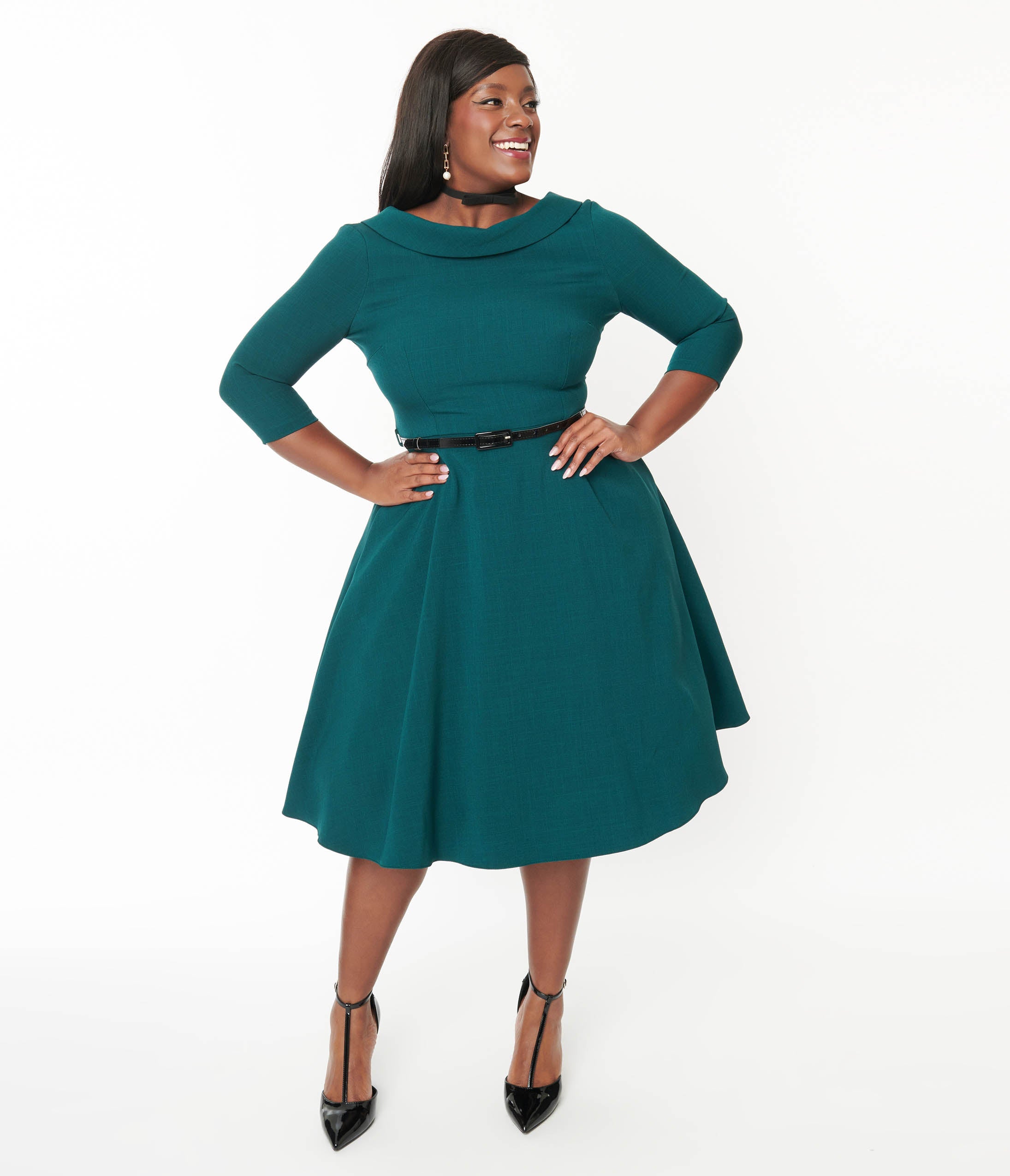 The Pretty Dress Company Forest Green Grace Fit & Flare Dress