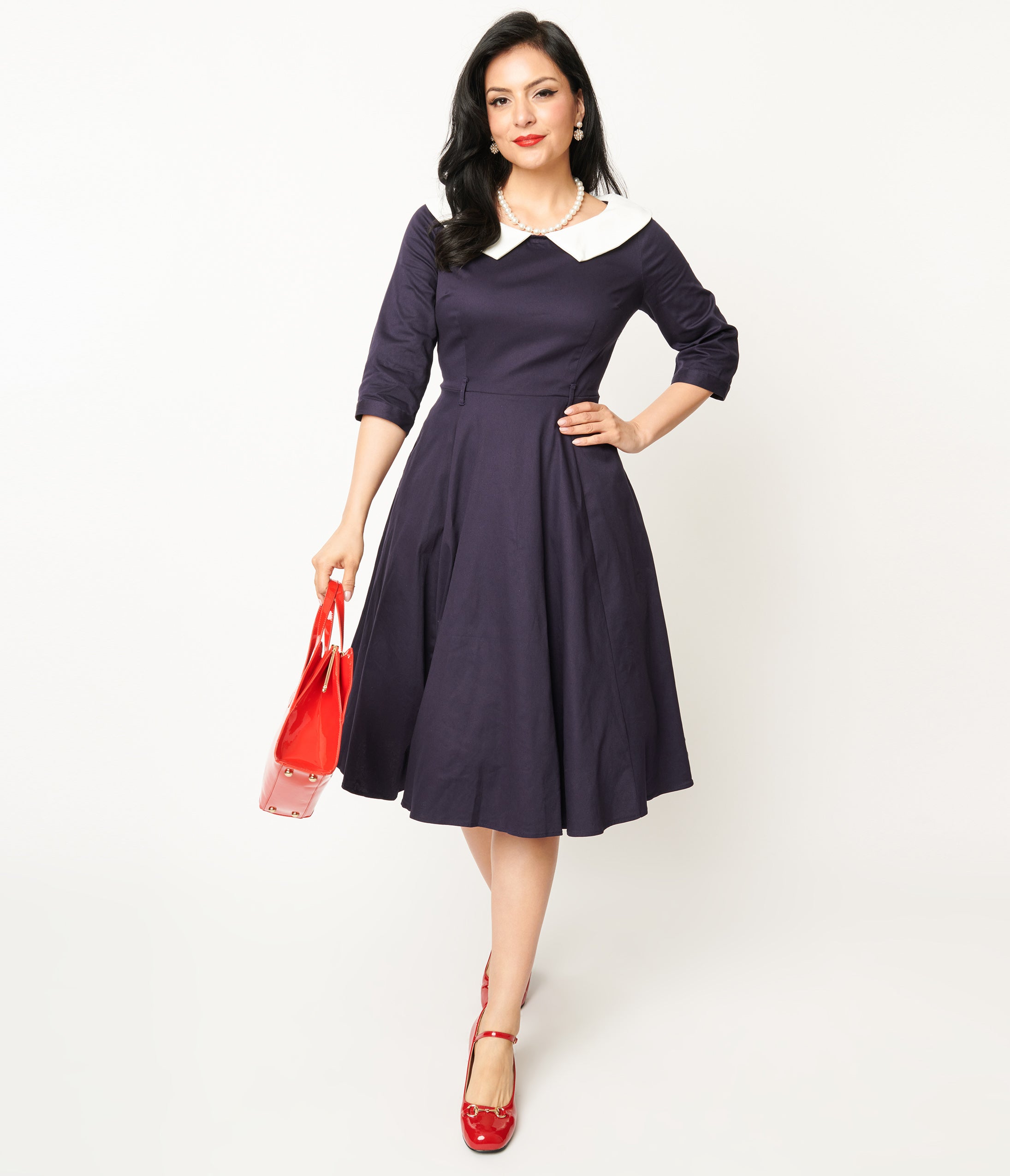 Collectif Navy & White Elle Swing Dress