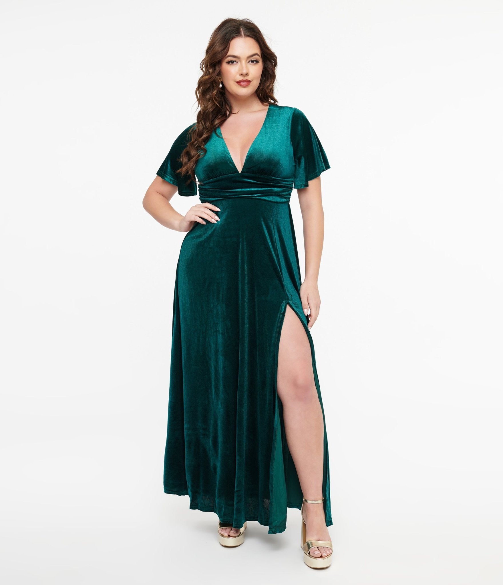 Emerald Velvet Berenice Maxi Dress