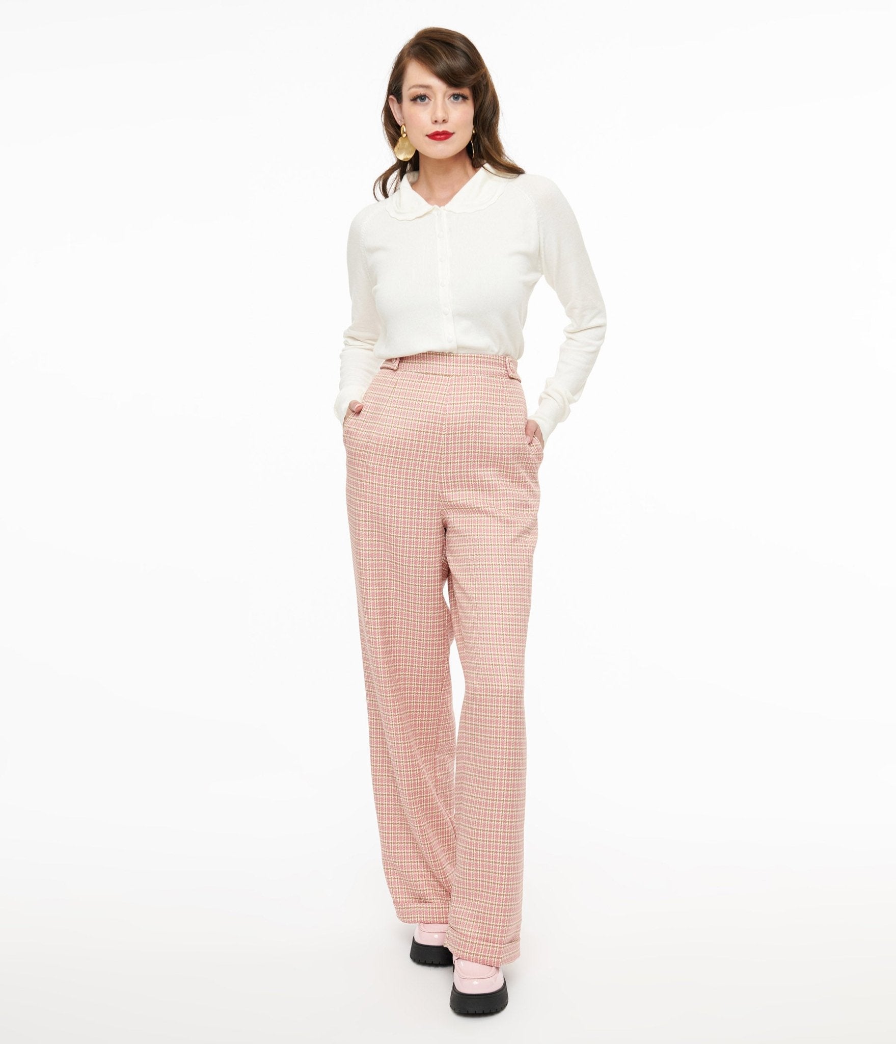 1940s Pink Check Ruby Trousers