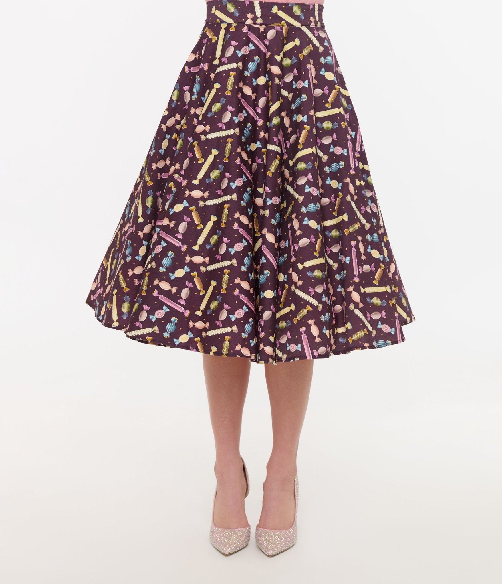 Royal Monk 1950s Eggplant & Candy Swing Skirt