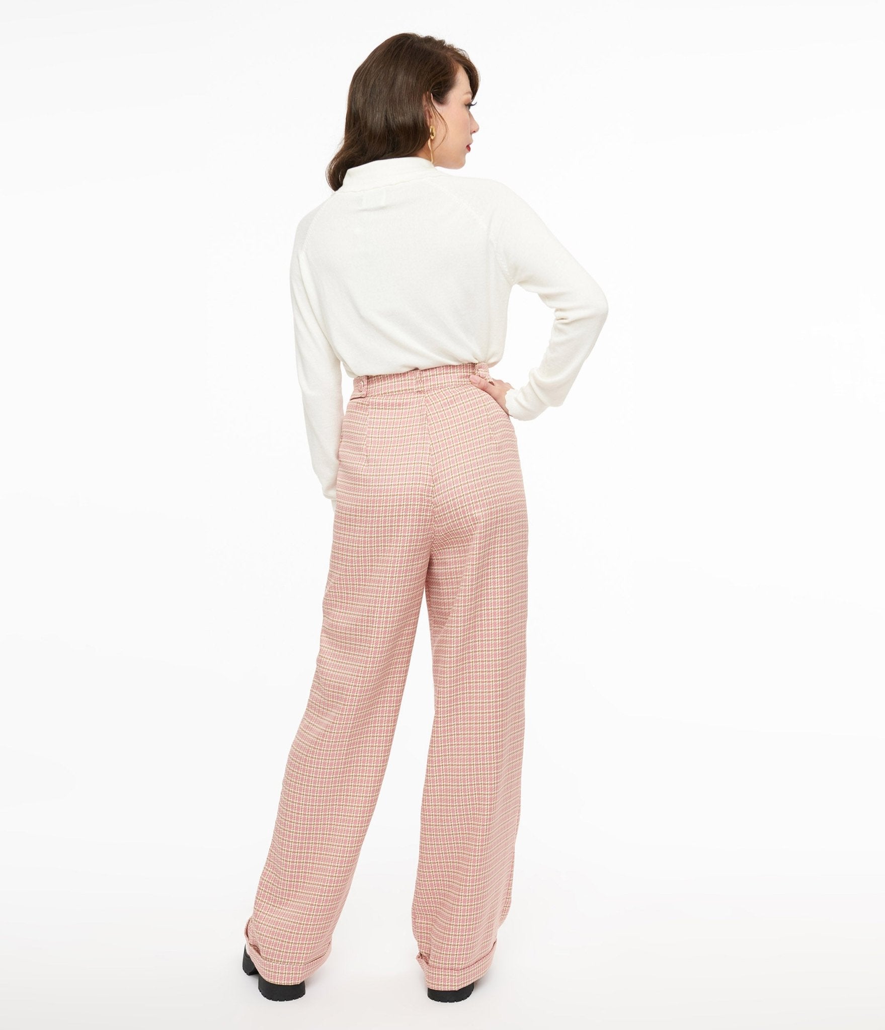 1940s Pink Check Ruby Trousers