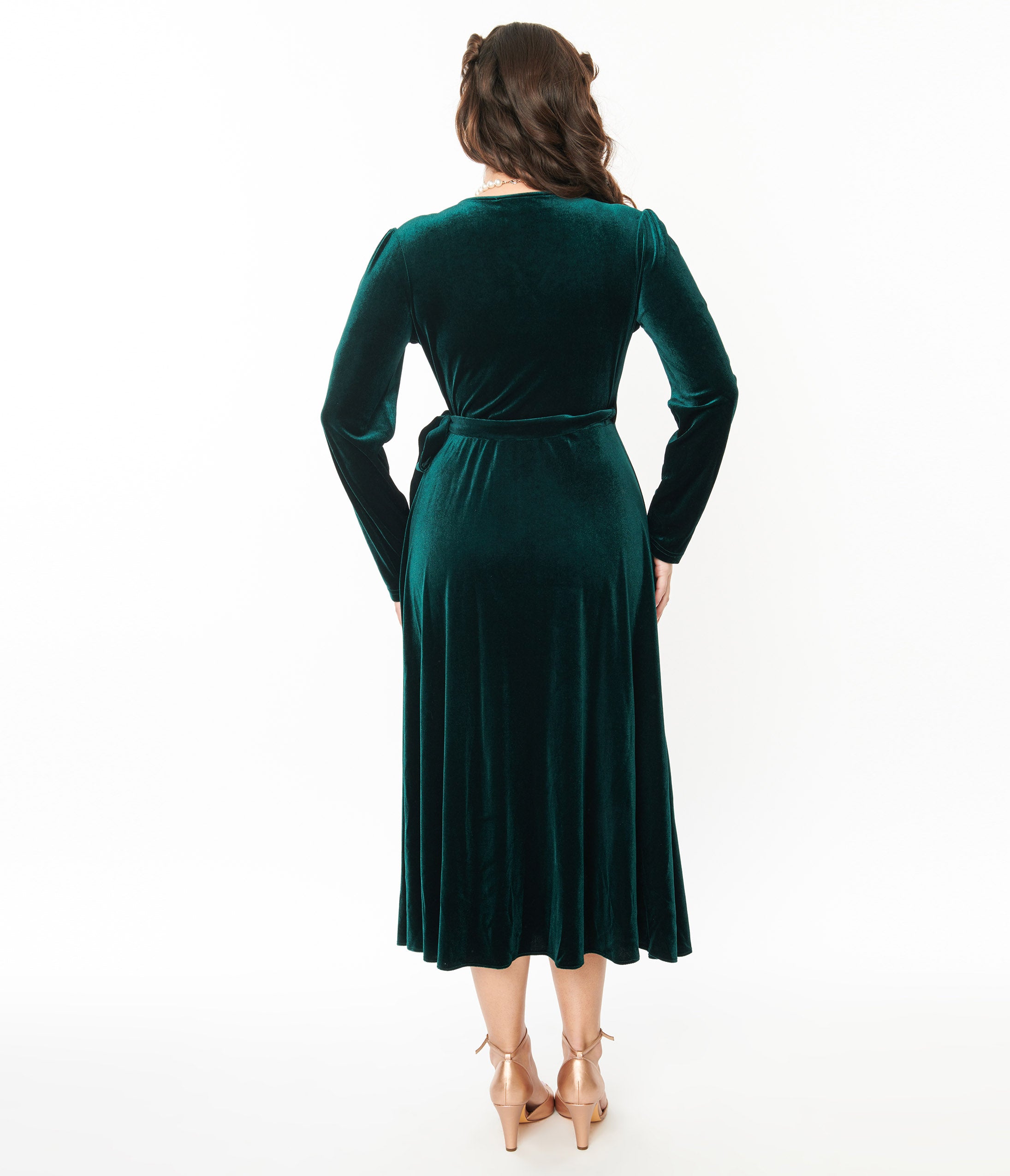 Collectif 1940s Green Velvet Kendra Wrap Dress