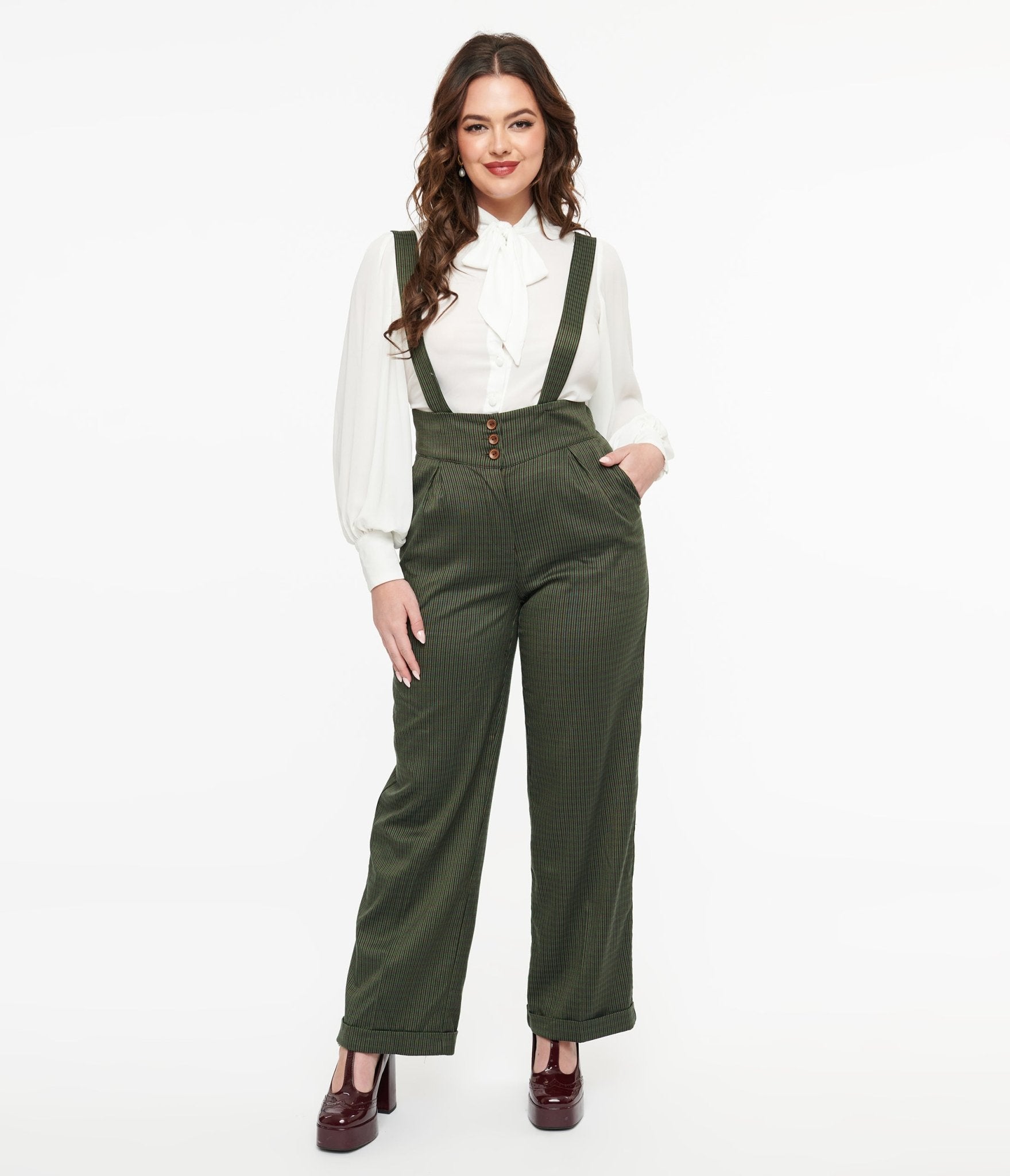 Royal Monk 1940s Green Check Jenny Trousers