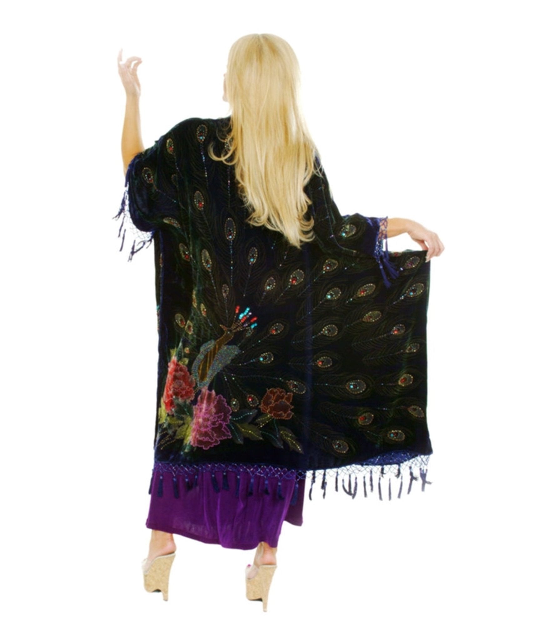 Western Fashion Black Peacock Caftan