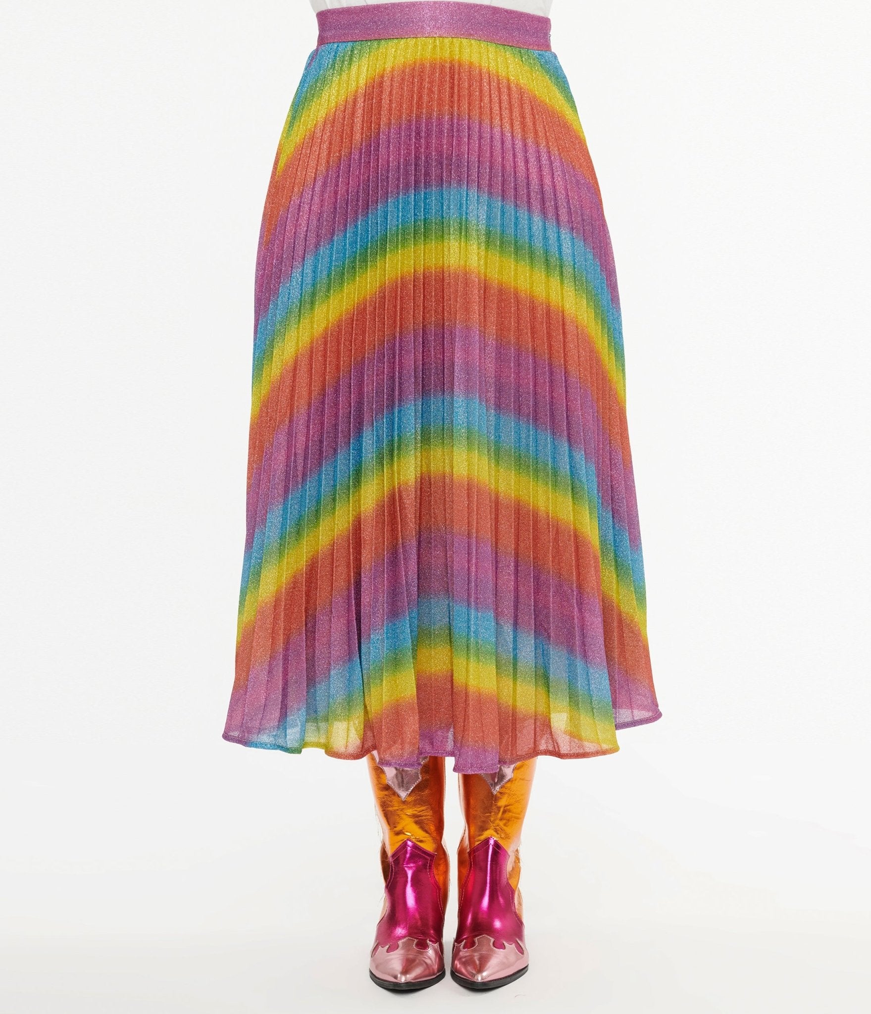 Metallic Rainbow Always Stand Out Midi Skirt