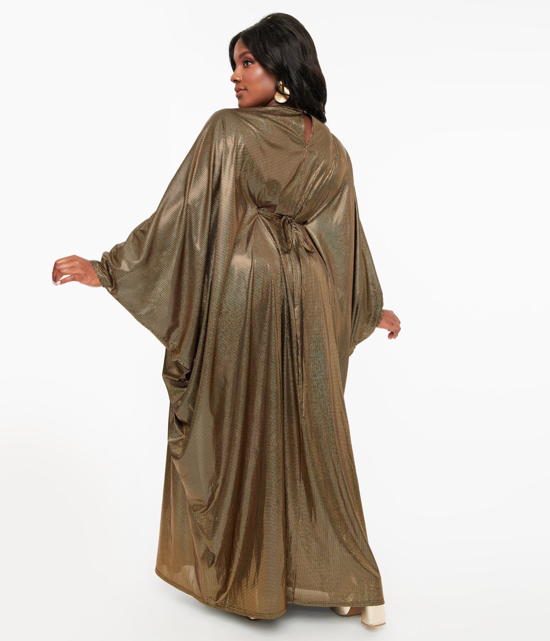 Smak Parlour 1970s Metallic Gold Batwing Caftan