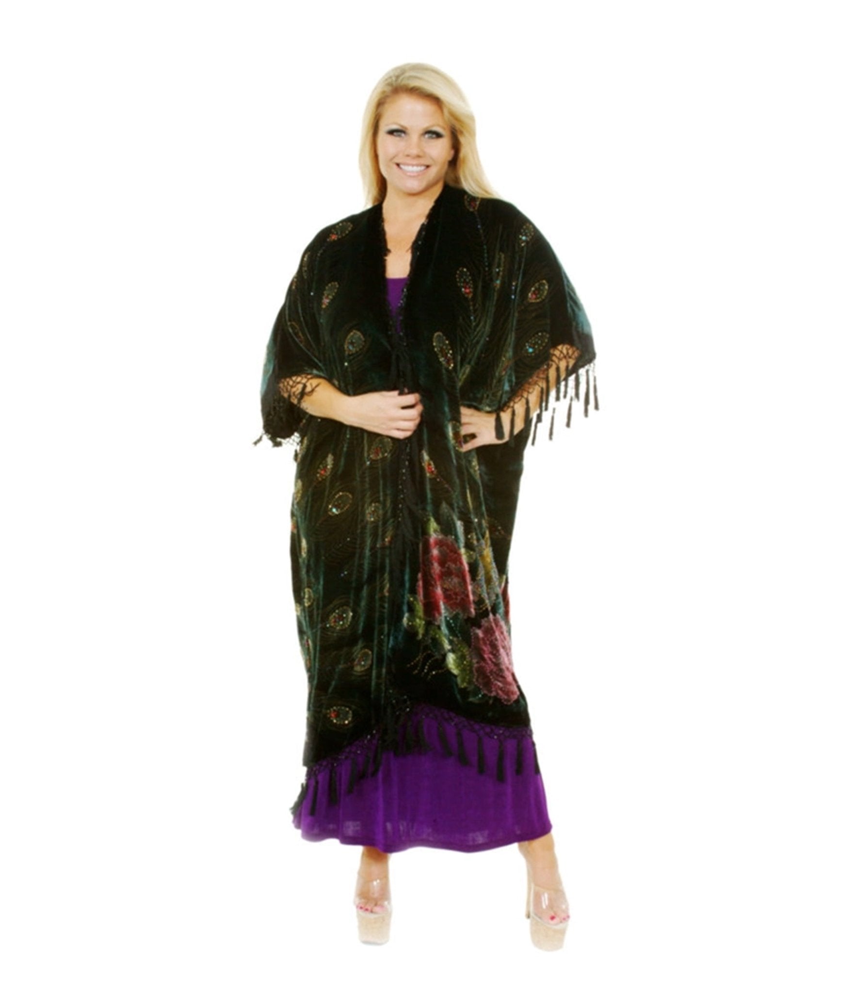 Western Fashion Black Peacock Caftan